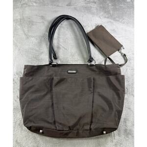 Multi Pocket Travel Shopper Tote Bag Baggallini Brown Carry On Maximalist